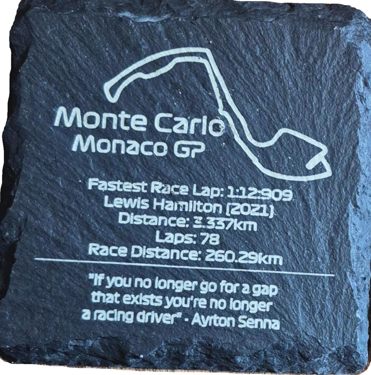 F1 Slate Coasters Create your own Set of 4 - Laser Engraved Track Maps & Stats